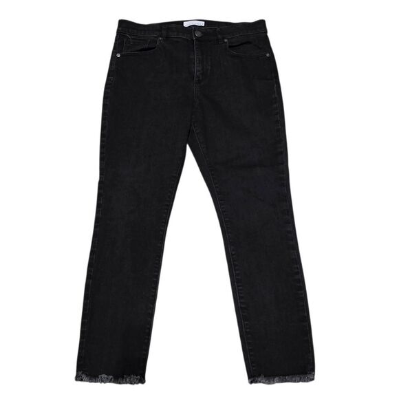 LOFT Black Denim Ankle With Frayed Hemline - Picture 1 of 5